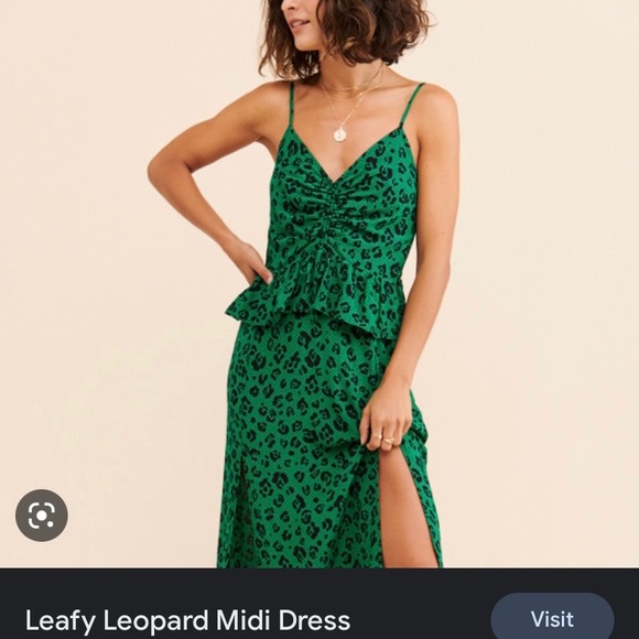 NWOT Suboo Green Leafy Leopard Mini Dress X Small Ret: $250 - Picture 7 of 12